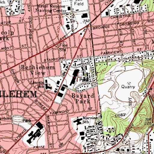 Topographic Map of Stefko Boulevard Shopping Center, PA