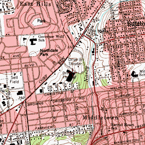 Topographic Map of Bethlehem Plaza, PA