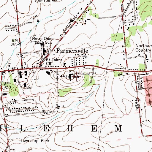 Topographic Map of Farmersville Elementary School, PA