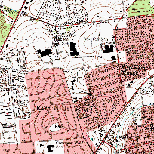 Topographic Map of Our Lady of Perpetual Help School, PA