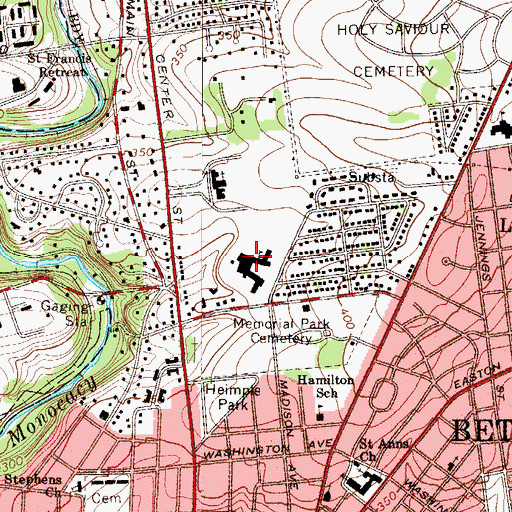 Topographic Map of Bethlehem Catholic High School, PA