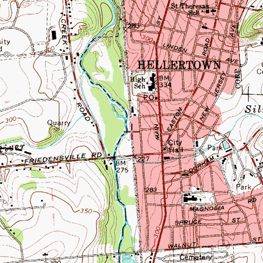 Topographic Map of East Hills Middle School, PA