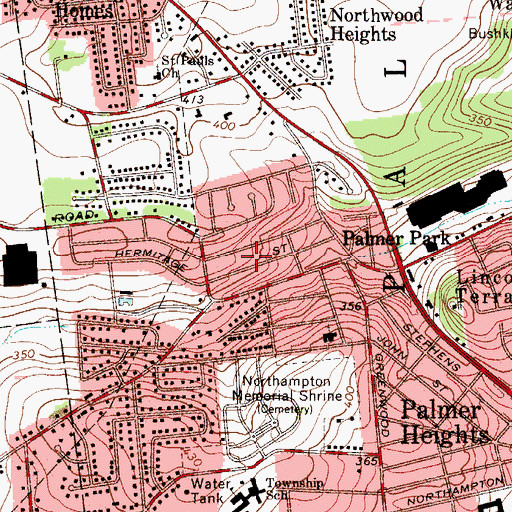 Topographic Map of Palmer Township Elementary School, PA