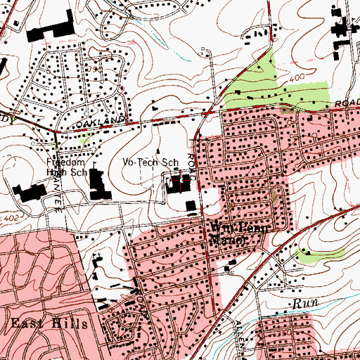Topographic Map of Bethlehem Area Vocational-Technical School, PA