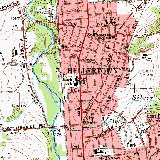 Topographic Map of Saucon Valley Junior High School, PA