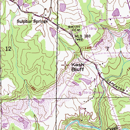 Topographic Map of Kash Bluff, AL