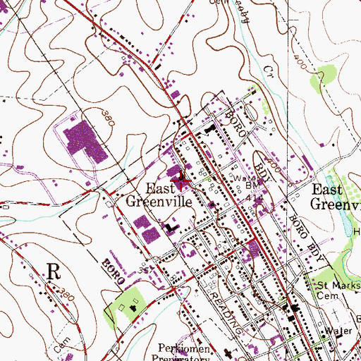 Topographic Map of Upper Perkiomen Middle School, PA