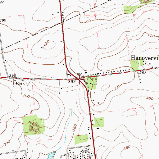 Topographic Map of Chickentown, PA
