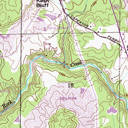 Topographic Map of Kash Creek, AL