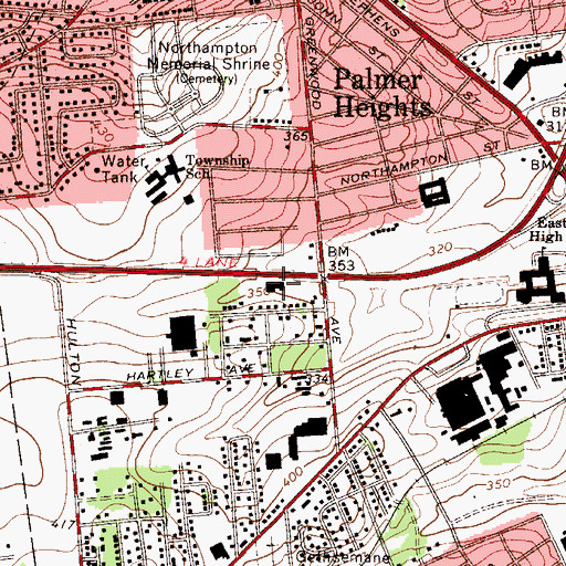 Topographic Map of Easton Plaza, PA