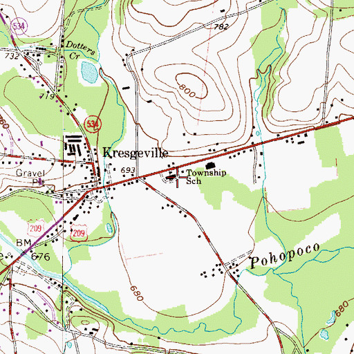 Topographic Map of Polk Township Elementary School, PA