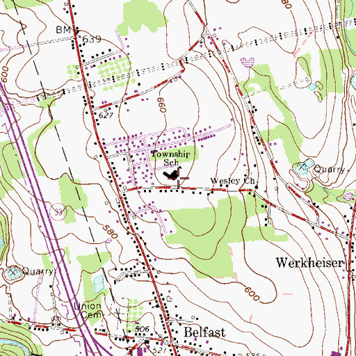 Topographic Map of Plainfield Township Elementary School, PA