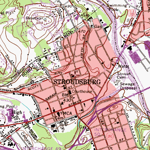 Topographic Map of Ramsey Elementary School, PA