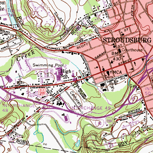Topographic Map of Morey Elementary School, PA