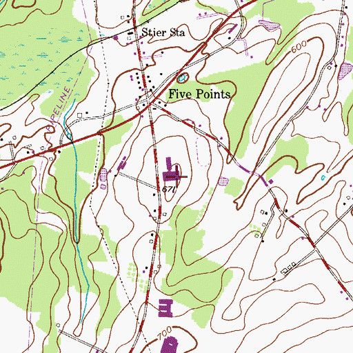 Topographic Map of Five Points Elementary School, PA