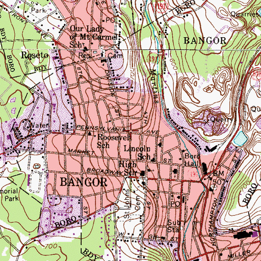 Topographic Map of Uttsville, PA