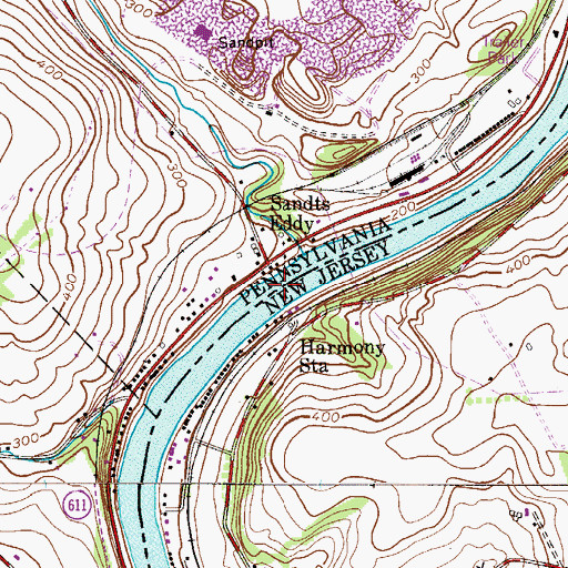 Topographic Map of Harmony Ferry (historical), PA