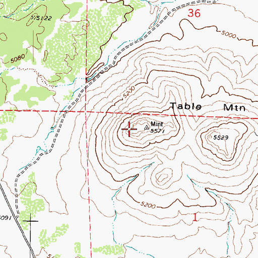 Topographic Map of Table Mountain, AZ