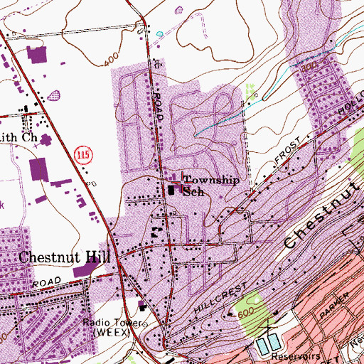 Topographic Map of Forks Township Elementary School, PA