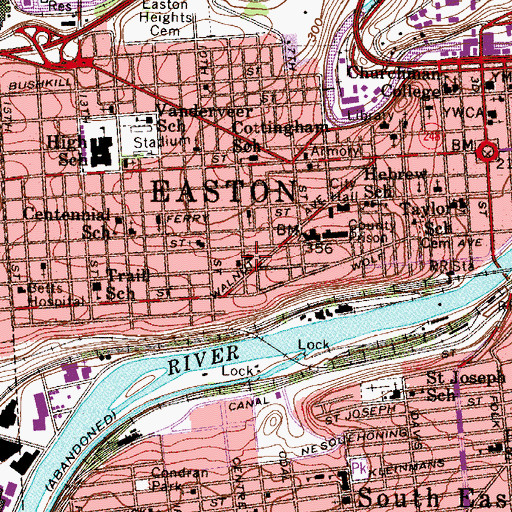 Topographic Map of Easton Catholic Elementary School, PA
