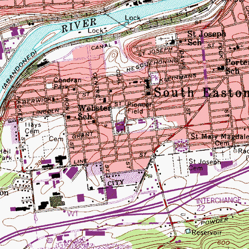 Topographic Map of Ada B Cheston Elementary School, PA