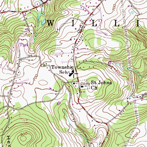 Topographic Map of Williams Township Elementary School, PA