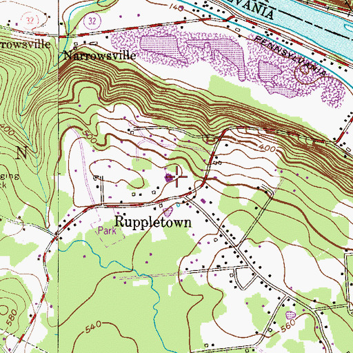 Topographic Map of Bridgeton Township Elementary School, PA