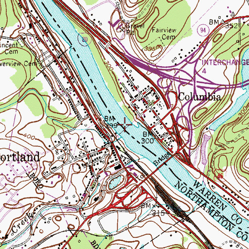 Topographic Map of Dills Ferry (historical), PA