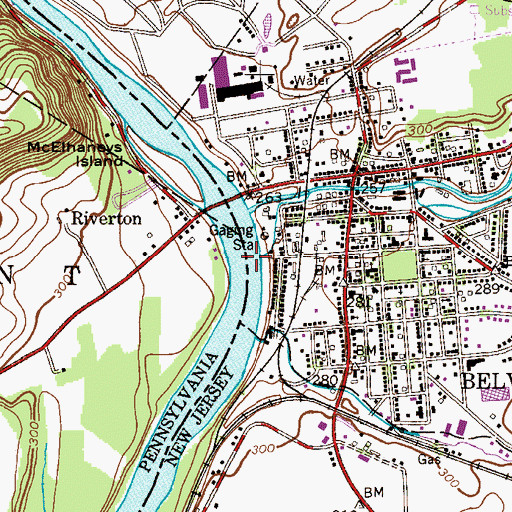 Topographic Map of Belvidere Ferry (historical), PA