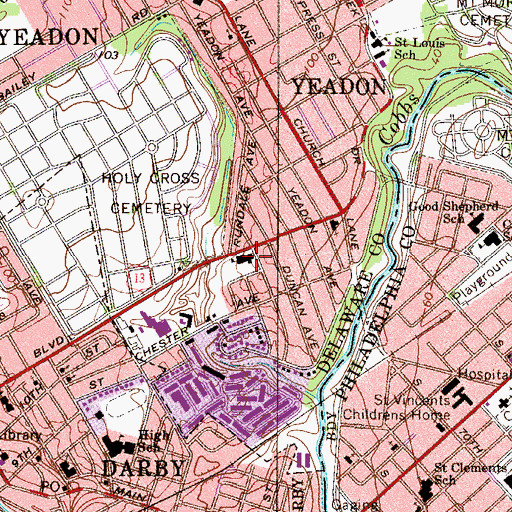 Topographic Map of Bell Avenue Elementary School, PA