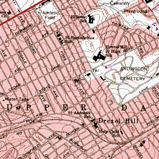 Topographic Map of Saint Andrews School, PA