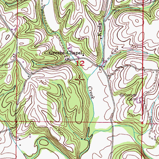 Topographic Map of Keaty Branch, AL