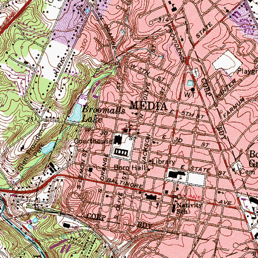 Topographic Map of Media Providence Friends School, PA