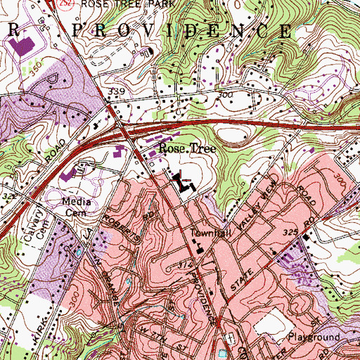 Topographic Map of Rose Tree Elementary School, PA