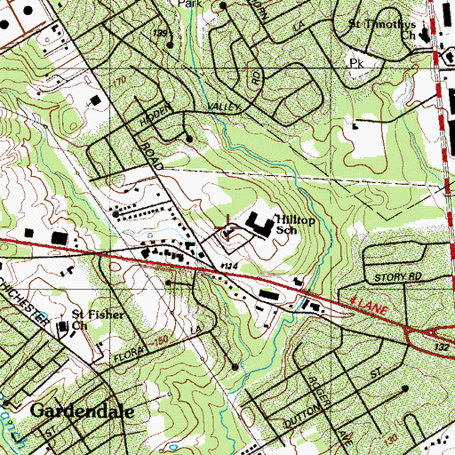 Topographic Map of Hilltop Elementary School, PA