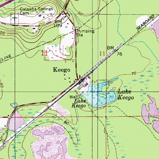 Topographic Map of Keego, AL