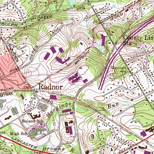 Topographic Map of Archbishop Carroll High School, PA
