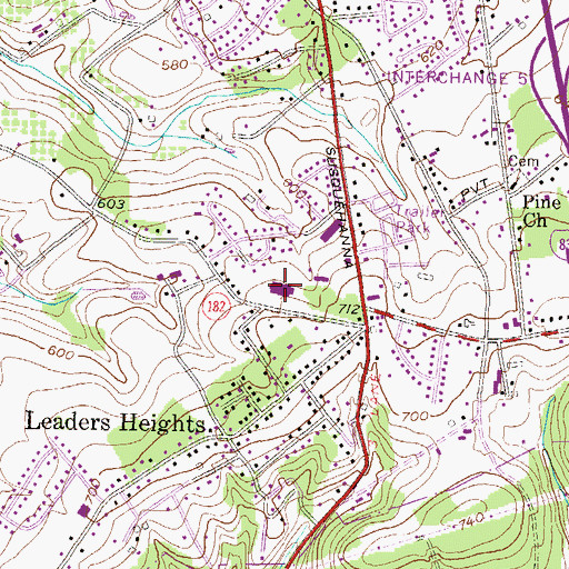 Topographic Map of Leaders Heights Elementary School, PA