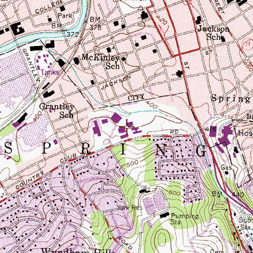 Topographic Map of York College of Pennsylvania, PA