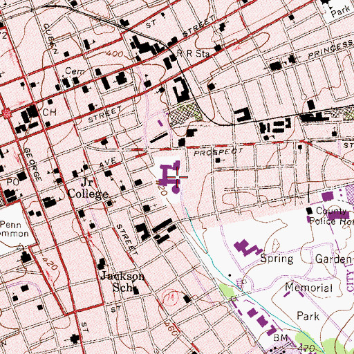 Topographic Map of Hannah Penn Middle School, PA
