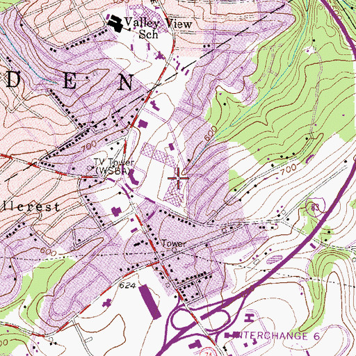 Topographic Map of Queensgate Shopping Center, PA