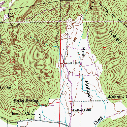 Topographic Map of Keel Cemetery, AL