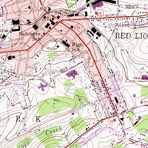 Topographic Map of Red Lion Area Senior High School, PA