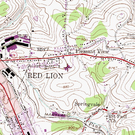 Topographic Map of Pleasant View Elementary School, PA