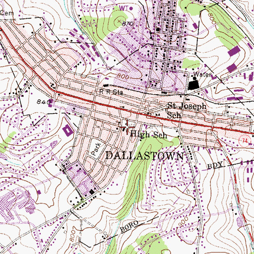 Topographic Map of Dallastown Elementary School, PA