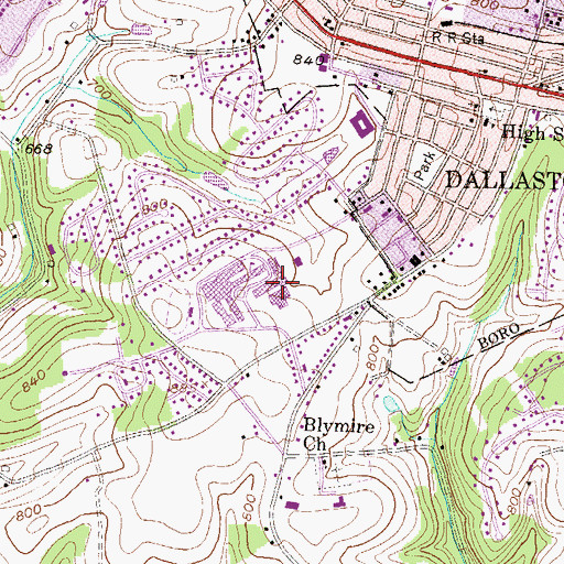 Topographic Map of Dallastown Area Middle School, PA