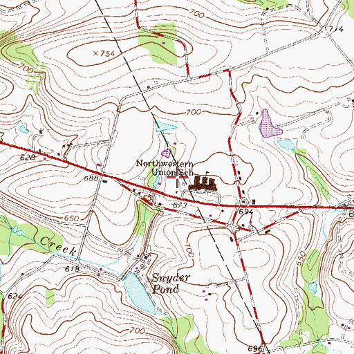 Topographic Map of Northwestern Elementary School, PA