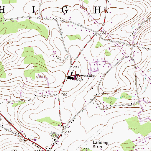 Topographic Map of Lehigh Township Elementary School, PA