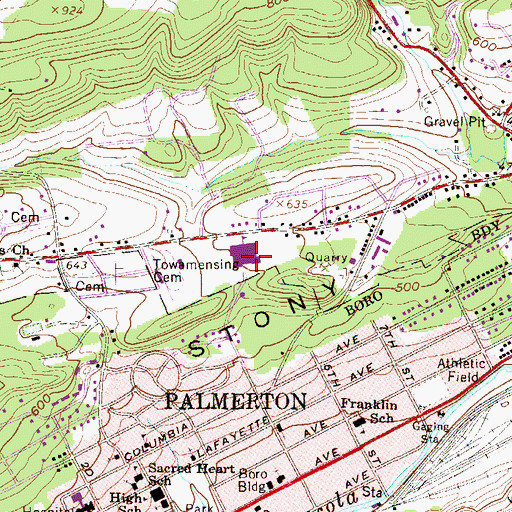 Topographic Map of Palmerton Area High School, PA