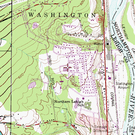 Topographic Map of Slatington Elementary School, PA